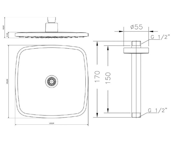 Верхний душ  TAU TAU15OVAL:Чертеж 