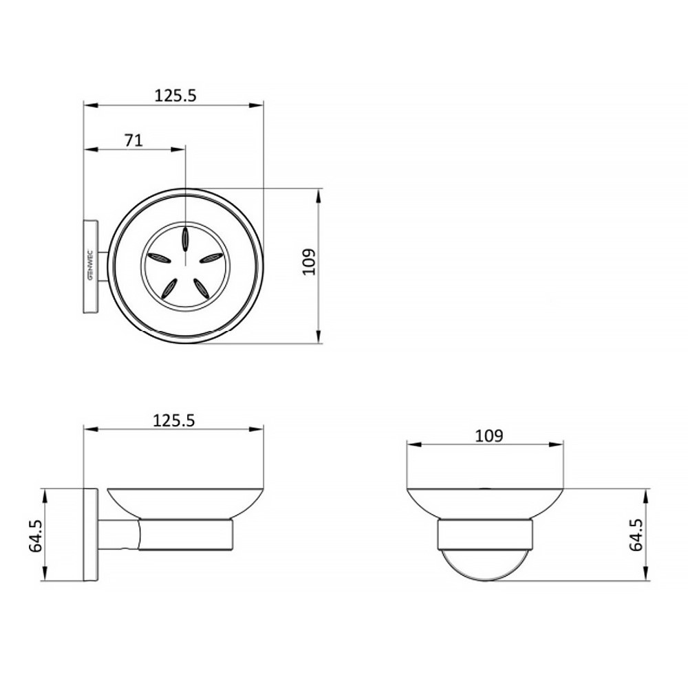 Настенная мыльница круглая  CRETA GW05 43 04 02:Чертеж 