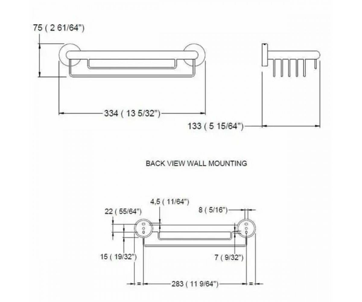 Полочка-корзинка металлическая  NIMBUS GW05 75 04 03:Чертеж 