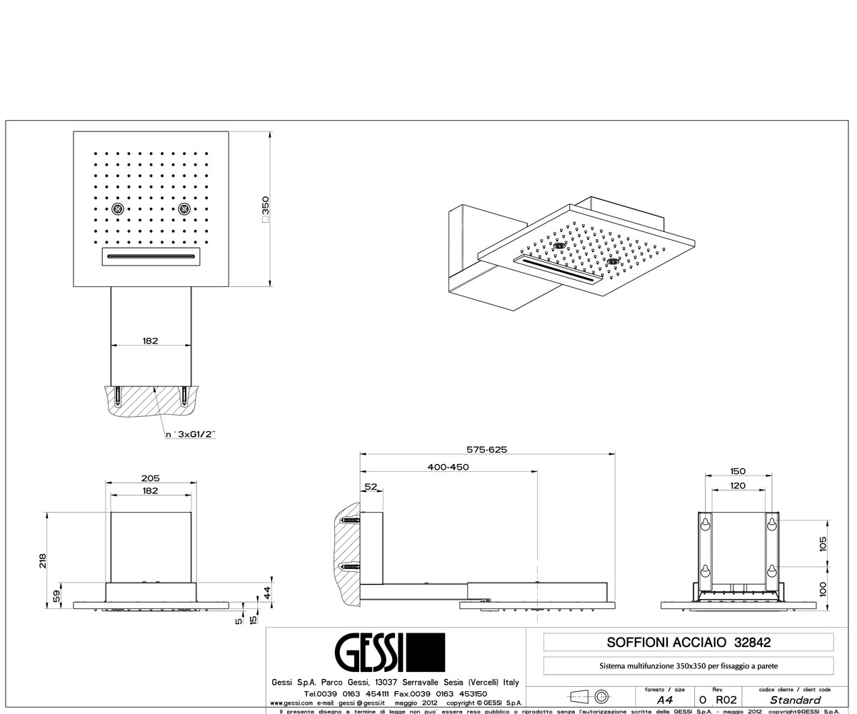 Верхний душ  MINIMALI QUADRO 32842-239:Чертеж 