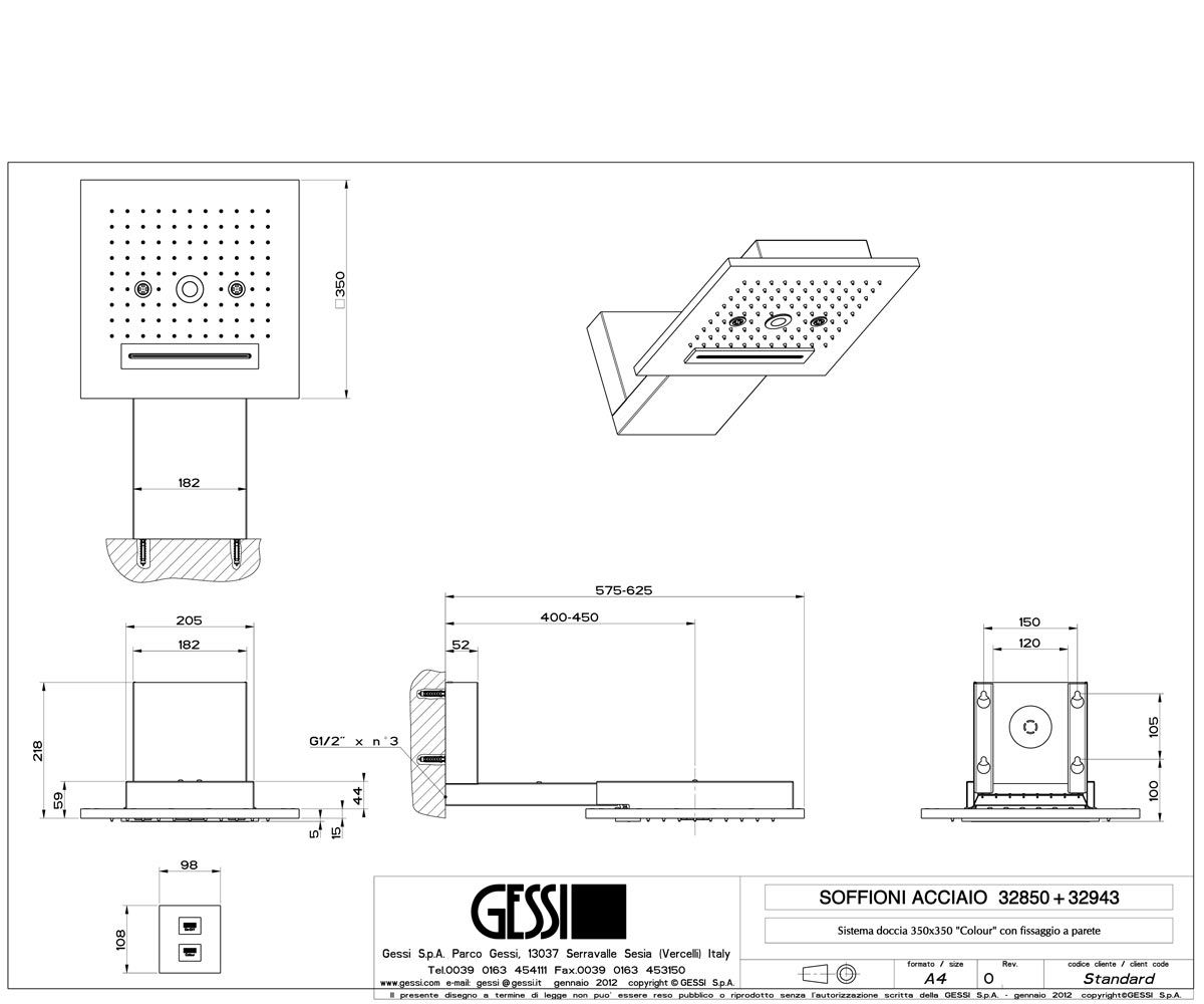 Верхний душ  COLOUR QUADRO 32943-238:Чертеж 