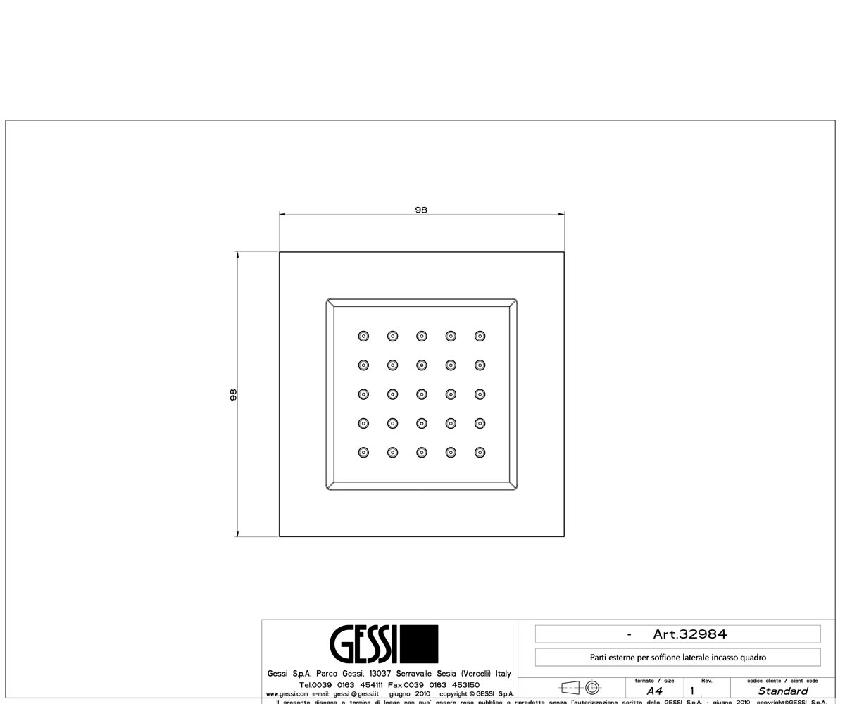 Боковая форсунка  RETTANGOLO QUADRO 32984-149:Чертеж 