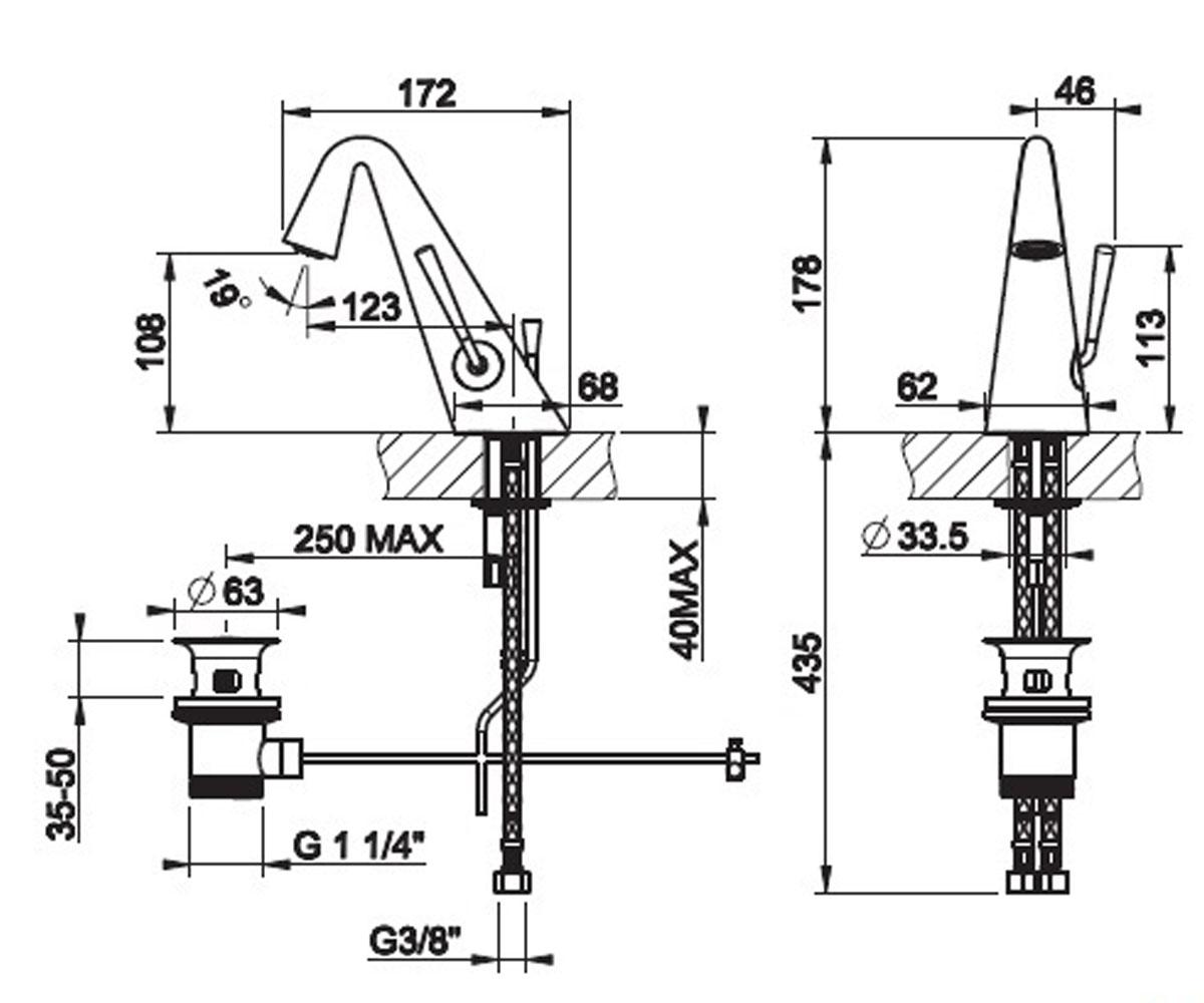 Кран для умывальника  CONO 45002-031:Чертеж 