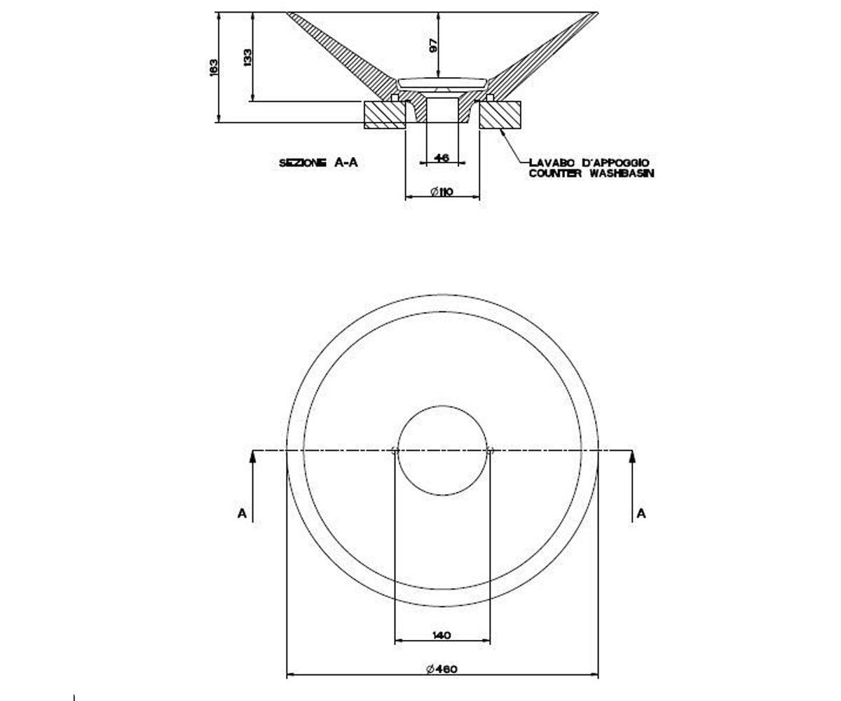 Раковина накладная  CONO 45903-521:Чертеж 