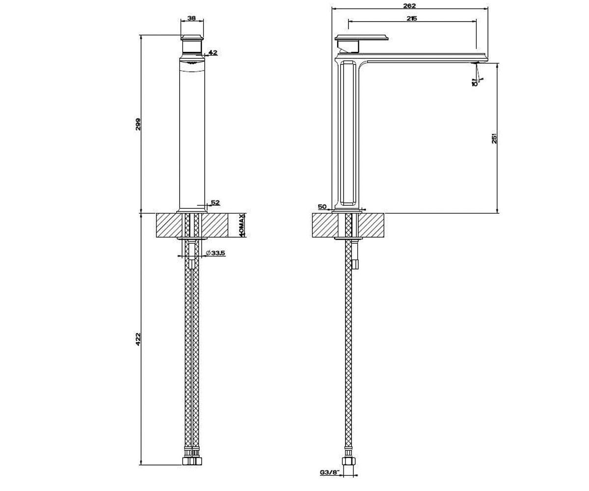 Высокий смеситель  ELEGANZA 46004-031:Чертеж 