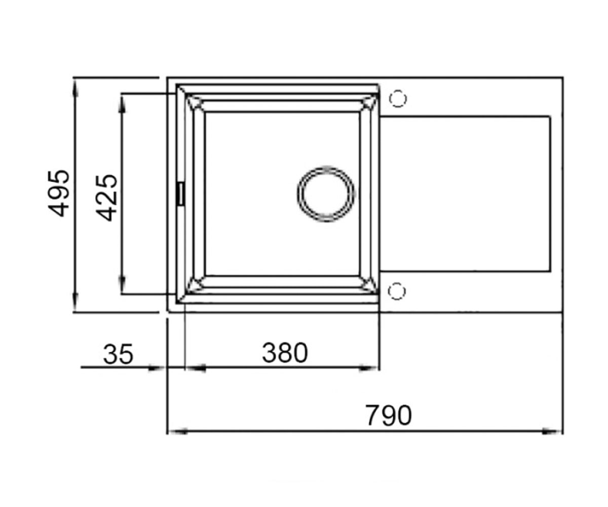 Мойка накладная  WHI-01 790X495/230:Чертеж 
