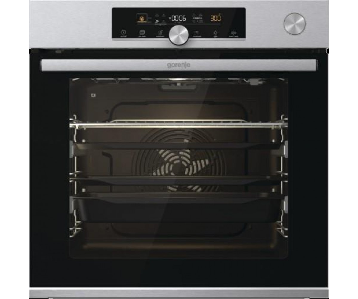 Духова шафа Gorenje електрична, 77л, A+, пара, дисплей, готування на різних рівнях, нерж GORENJE  BPSA6747A08X BPSA6747A08X