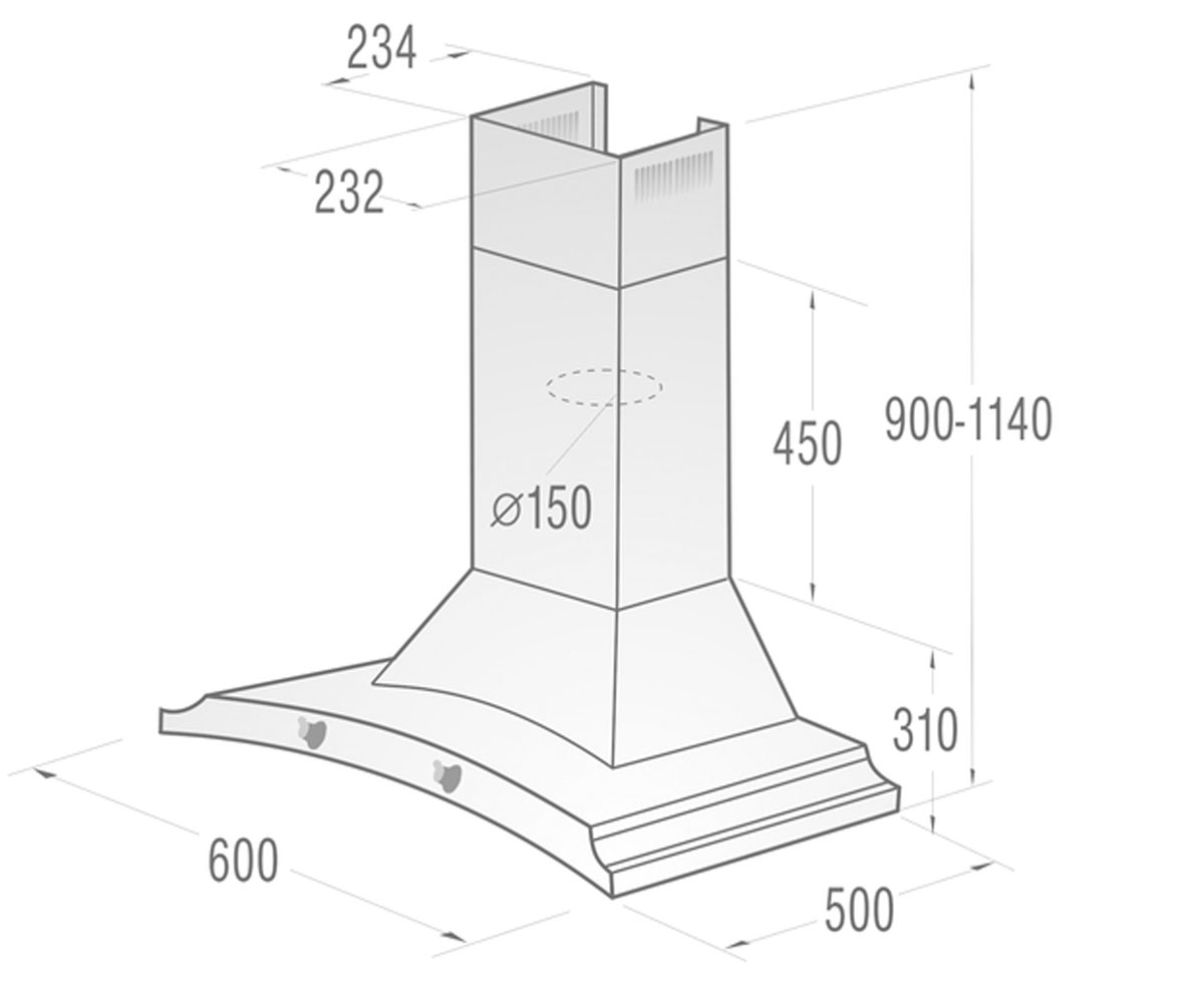 Вытяжка купольная  DK63MCLI:Чертеж 