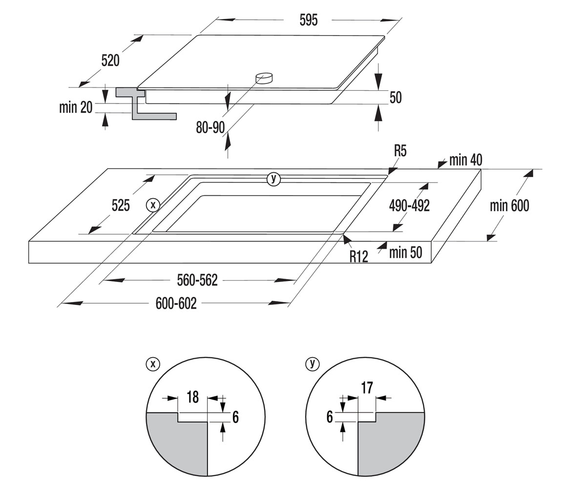 Стеклокерамическая панель  EC641BSC:Чертеж 