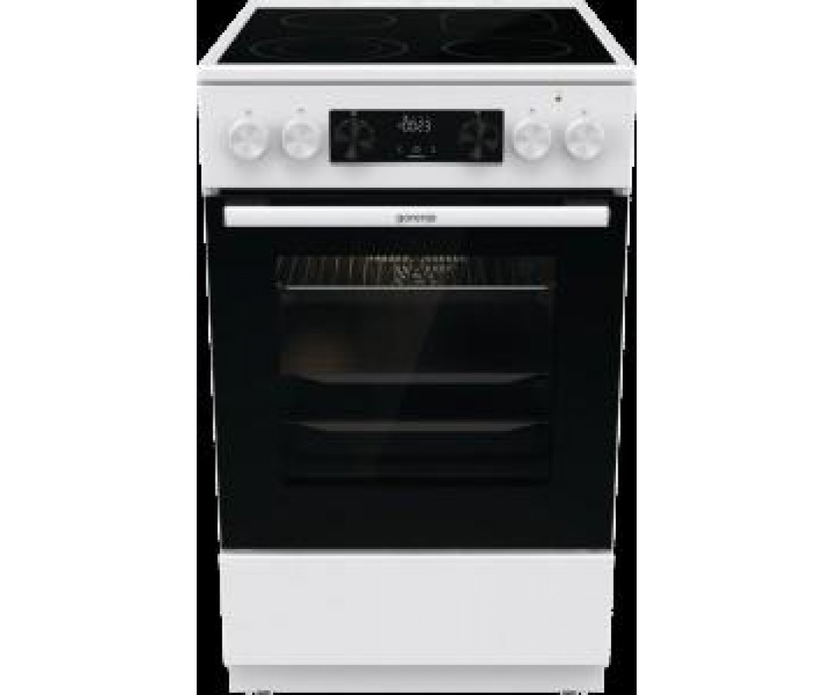 Плита Gorenje електрична склокерамічна, 70л, 50x60см, дисплей, приготування з паром, програматор, білий GORENJE  GECS5C70WA GECS5C70WA