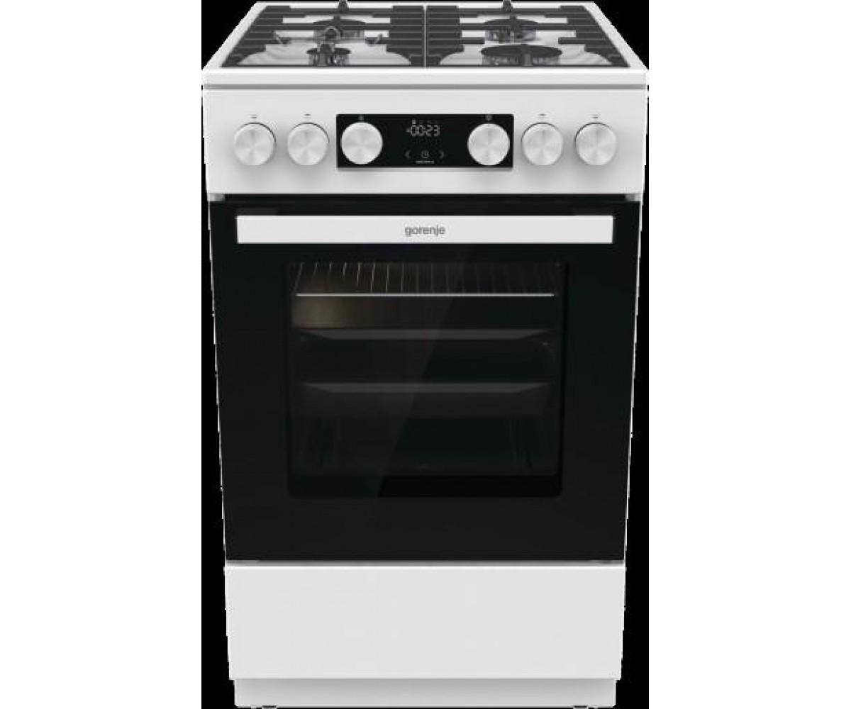 Плита Gorenje газова, 67л, 50x60см, дисплей, IconLed, чавун, білий GORENJE  GGI5C21WFB GGI5C21WFB
