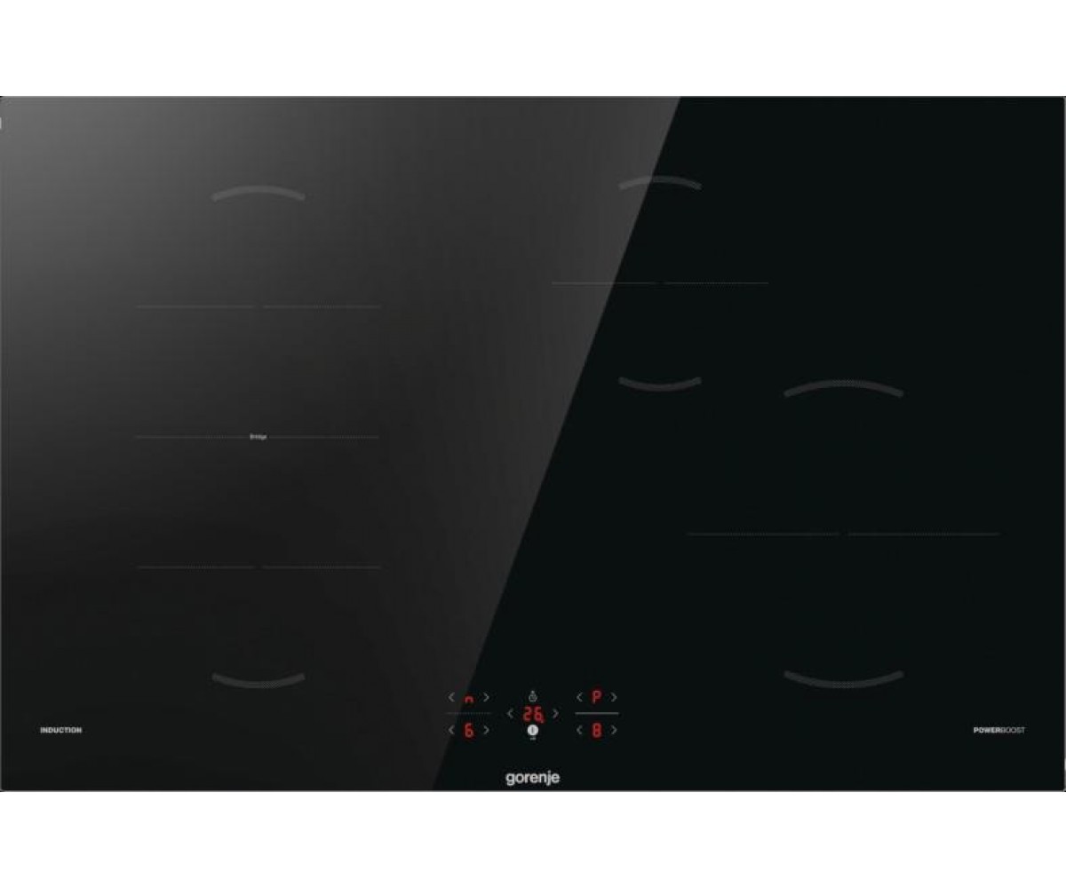 Варильна поверхня Gorenje індукційна, 80см, PowerBoost, TouchControl, поєднання конфорок, чорний GORENJE  GI8421BSC GI8421BSC