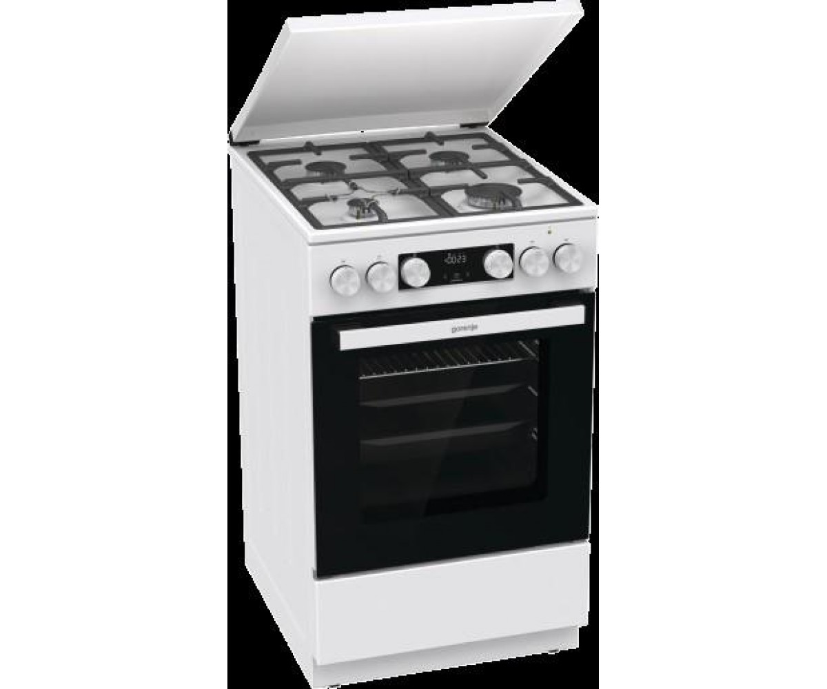 Плита Gorenje комбінована, 70л, 50x60см, IconLed, чавун, з кришкою, білий GORENJE  GK5C42WFB GK5C42WFB