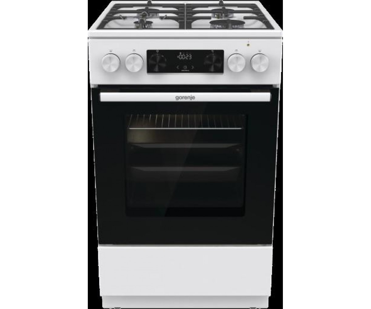 Плита Gorenje комбінована, 70л, 50x60см, дисплей, IconLed, чавун, білий GORENJE  GK5C43WF GK5C43WF
