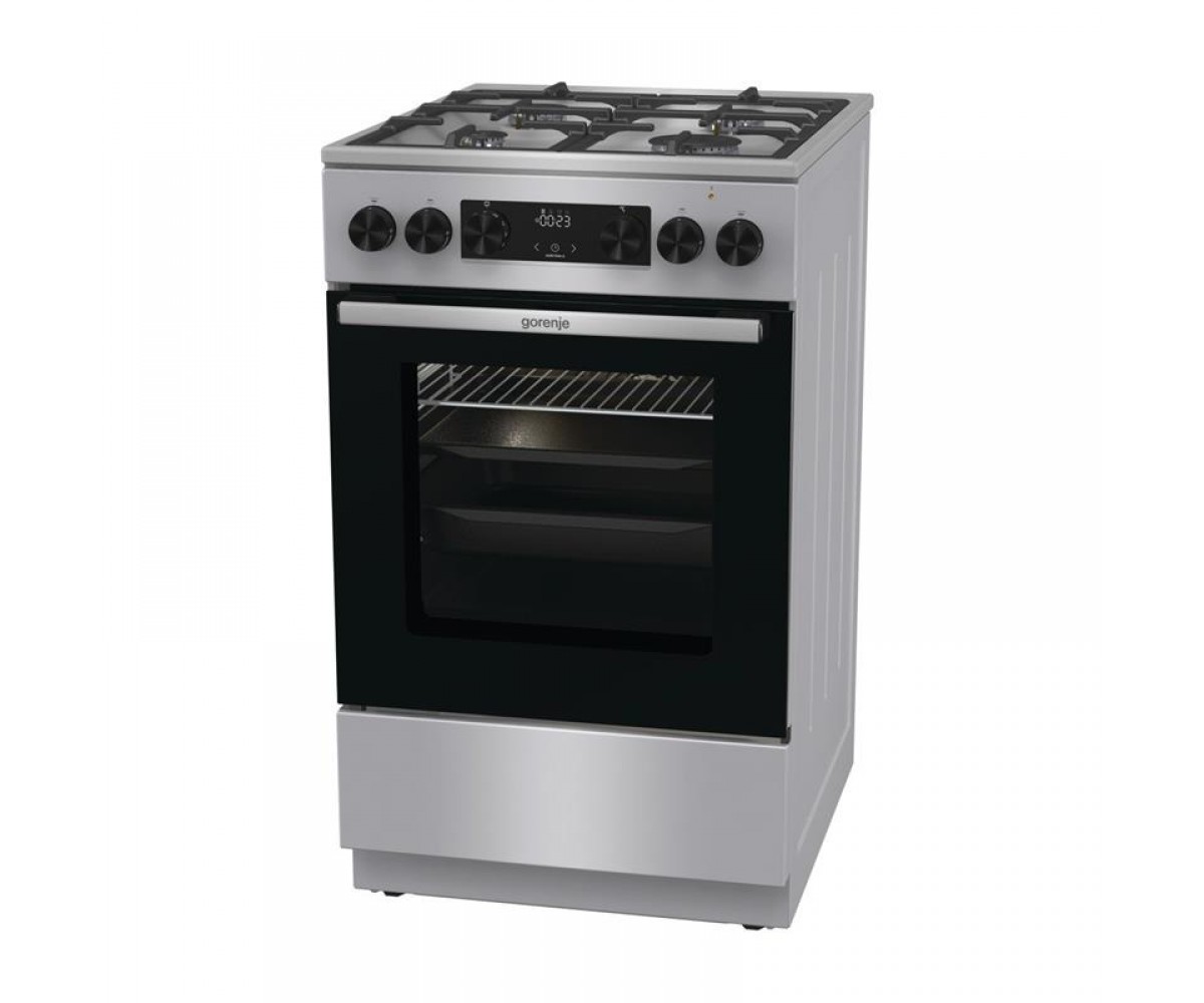 Плита Gorenje комбінована, 70л, 50x60см, дисплей, чавун, нерж GORENJE  GKS5C70HXF GKS5C70HXF