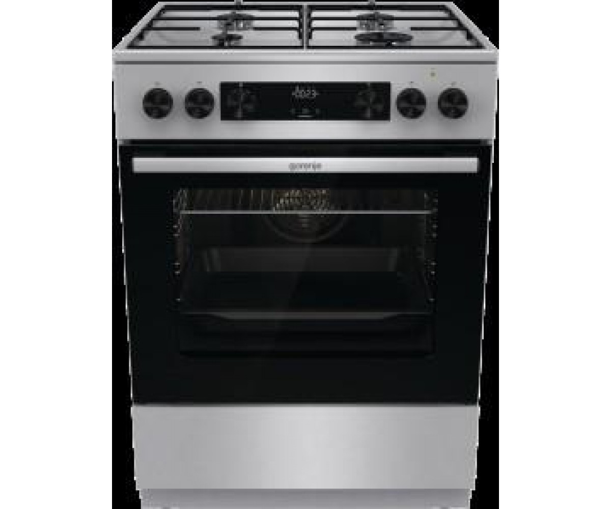 Плита Gorenje комбінована, 71л, 60x60см, дисплей, емальовані реш, програматор IconLed,нерж GORENJE  GKS6C70XJ GKS6C70XJ