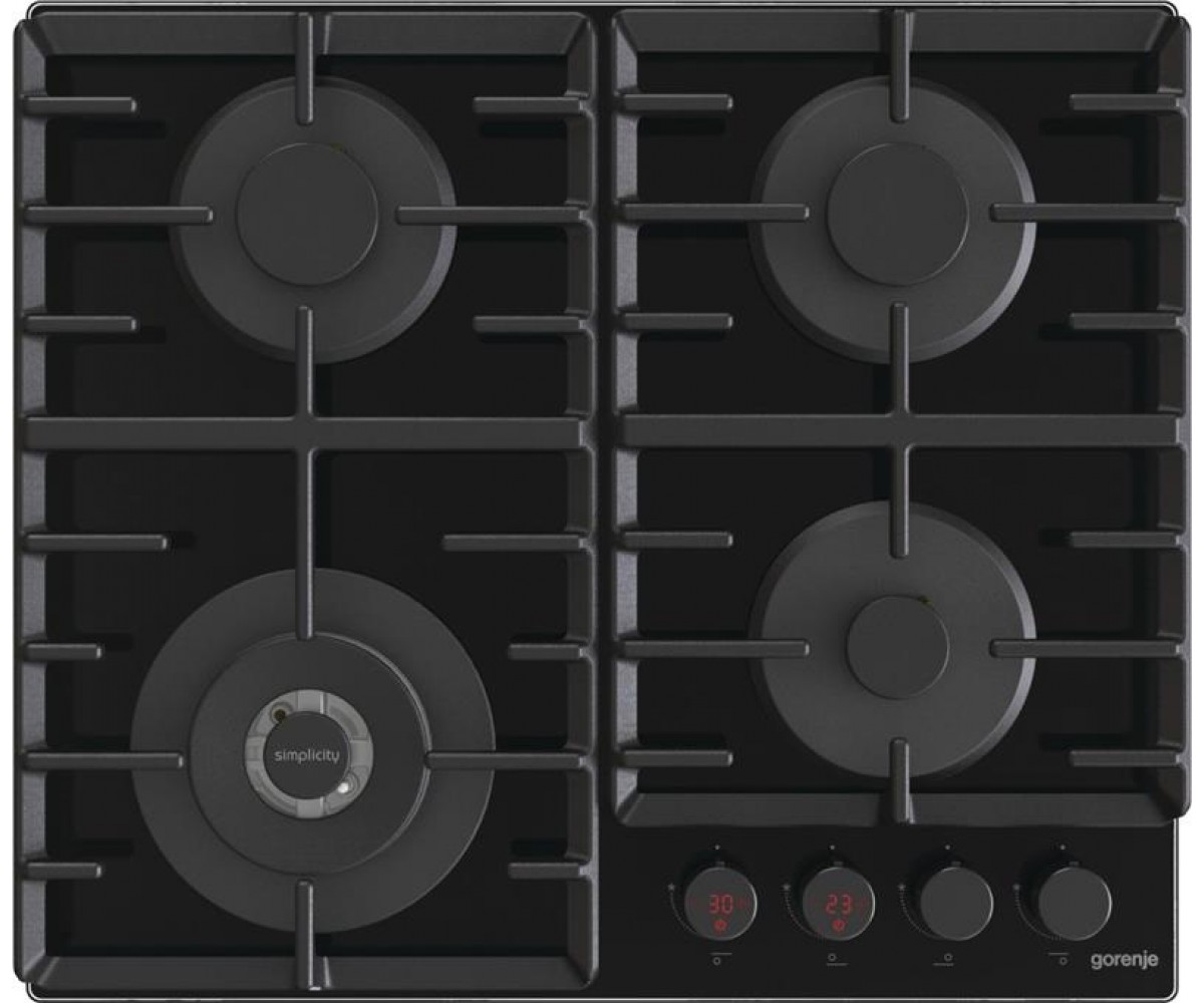 Варильна поверхня Gorenje газова на склі, 60см, чавун, чорний GORENJE  GKTW642SYB GKTW642SYB