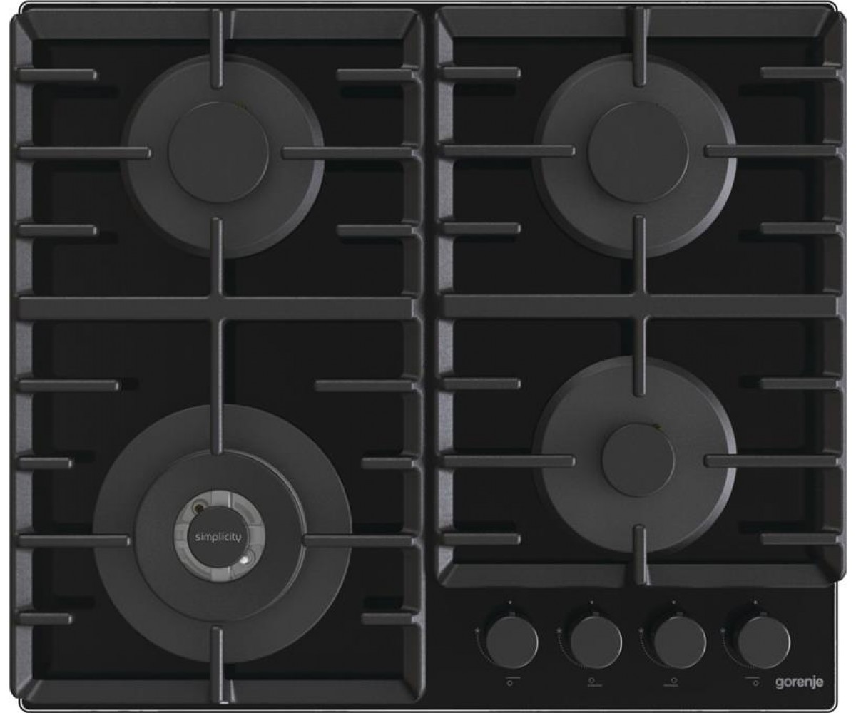 Варильна поверхня Gorenje газова на склі, 60см, чавун, чорний GORENJE  GTW642SYB GTW642SYB