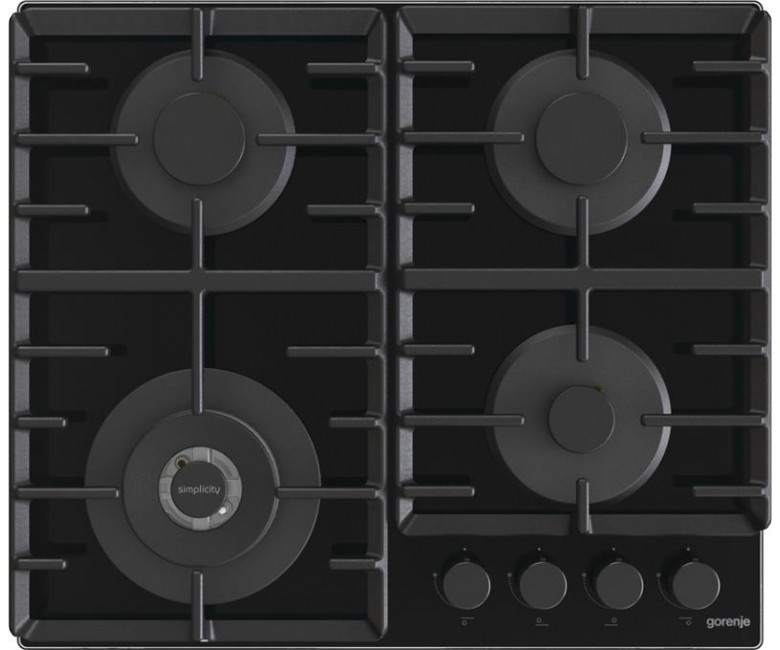 Варильна поверхня Gorenje газова на склі, 60см, чавун, чорний GORENJE  GTW642SYB GTW642SYB