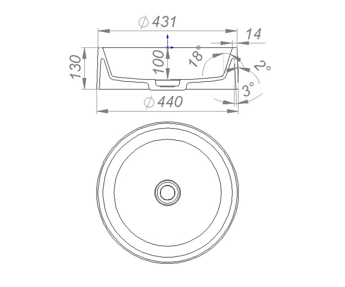 Накладная раковина  GBS0405G:Чертеж 