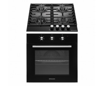 Комплект Духова шафа електрична GEO 62-0200 black + Варильна поверхня газова GGH 62-104 black glass  GRANADO GOH010101
