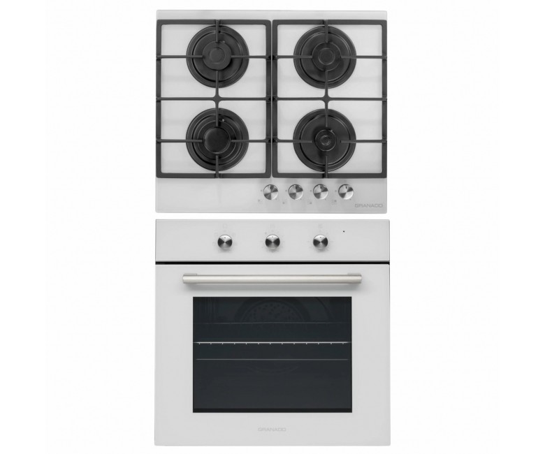 Комплект Духова шафа електрична GEO 62-0200 white + Варильна поверхня газова GGH 62-104 white glass GRANADO  GOH040105 GOH040105
