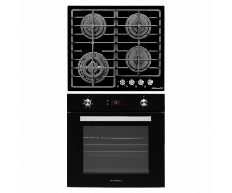 Комплект духова шафа електрична GEO 62-1310 black + варильна поверхня газова GGH 62-114 black glass GRANADO  GOH050207 GOH050207