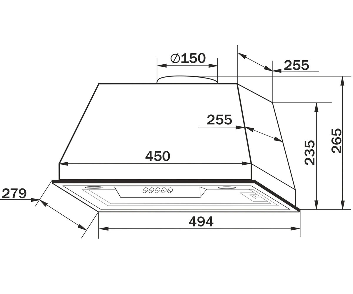 Кухонная вытяжка  PALAMOS 603-1000 INOX:Чертеж 