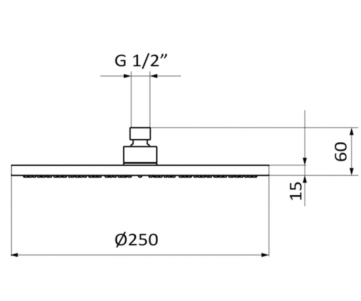 Круглая душевая головка 25 см  SHOWERHEADS 05020021:Чертеж 