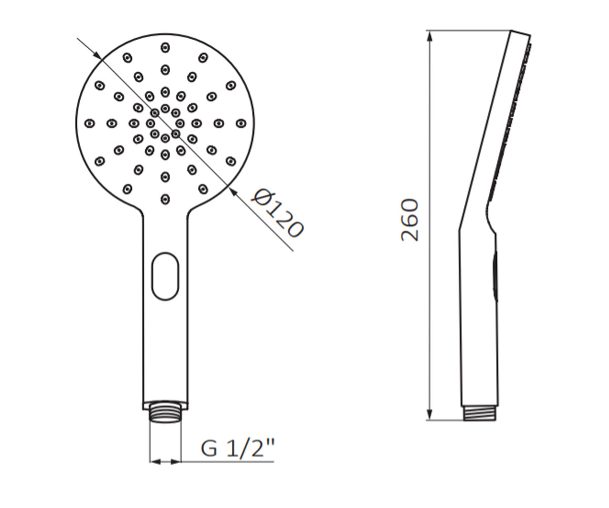Ручной душ на 3 режима  HYDRO 05040302:Чертеж 