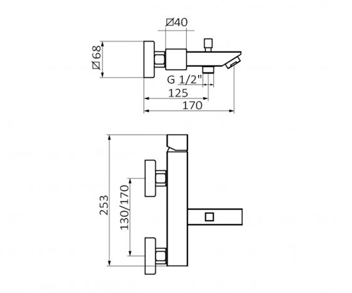Смеситель для ванны  KALA 60224601:Чертеж 