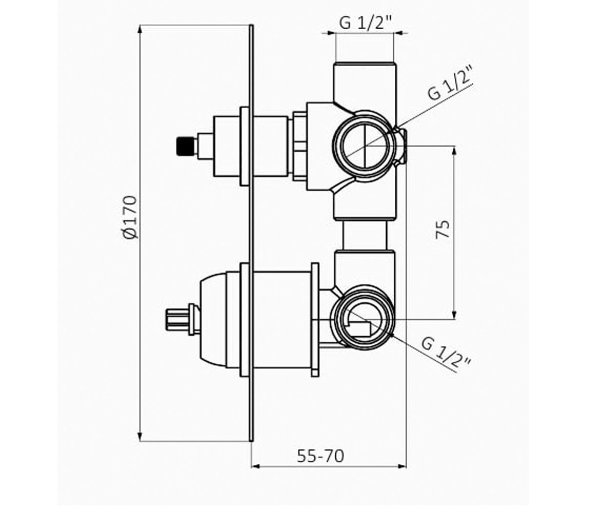 Смеситель на 2 потребителя  AURA 75135750:Чертеж 