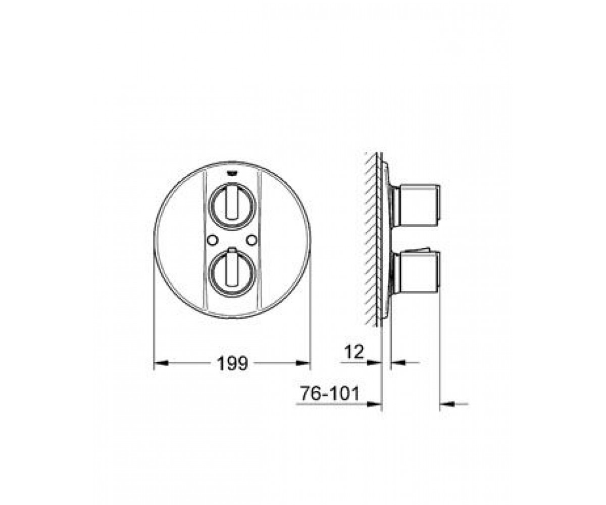 Термостат  GROHTHERM 2000 19355000:Чертеж 