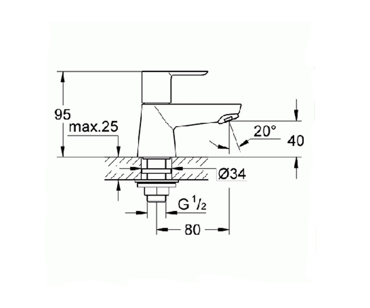 Кран водный  BAU EDGE 20421000:Чертеж 