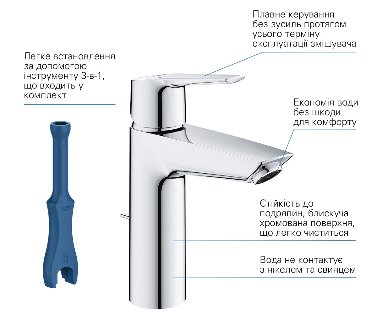 Смеситель с донным клапаном  START QUICKFIX 23455002:Фото 6