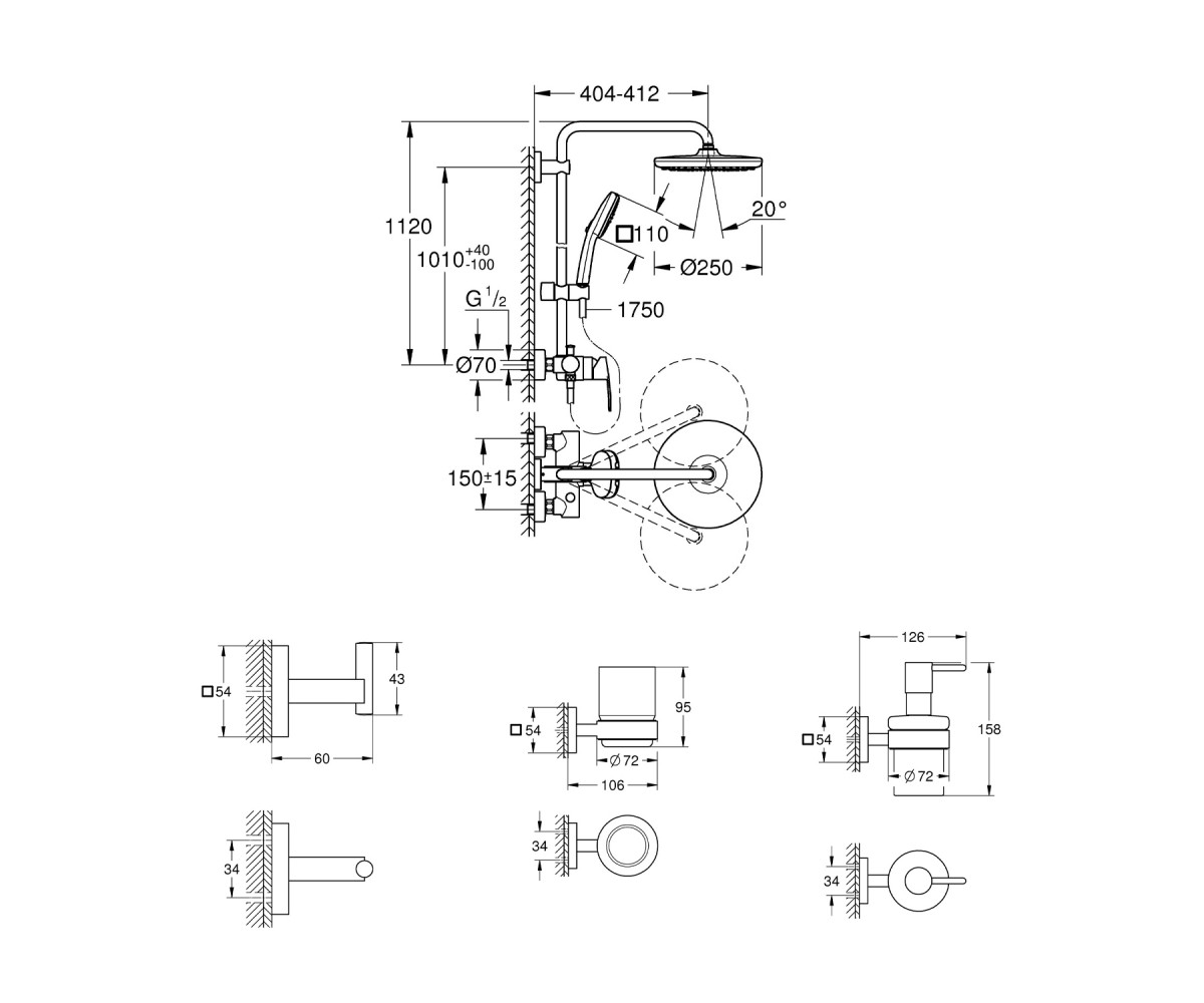 Душова система Grohe QuickFix Vitalio Comfort 26985001 з набором аксесуарів BF40961SC  2698540961BF:Фото 11