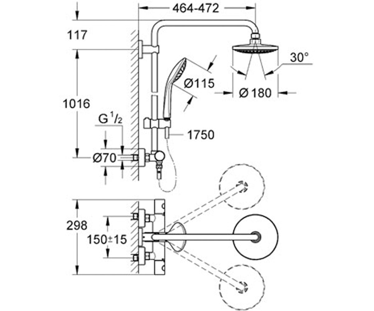 Душевая система  EUPHORIA 27296001:Чертеж 