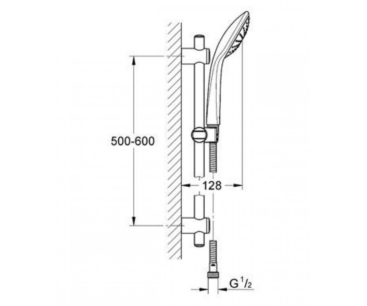 Набор для душа  VITALIO JOY QUICKFIX 27322000:Чертеж 