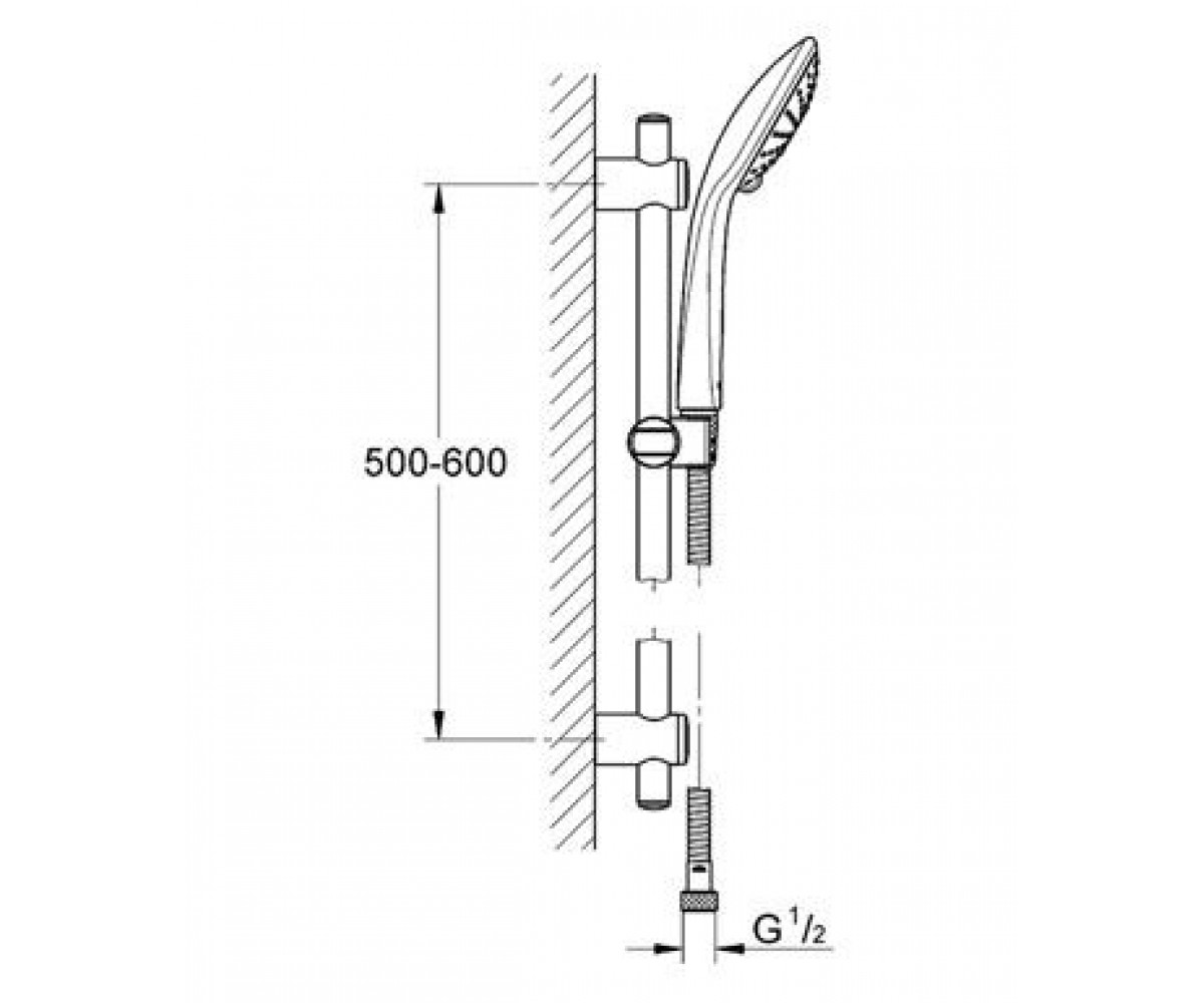 Набор для душа  VITALIO JOY QUICKFIX 27333000:Чертеж 