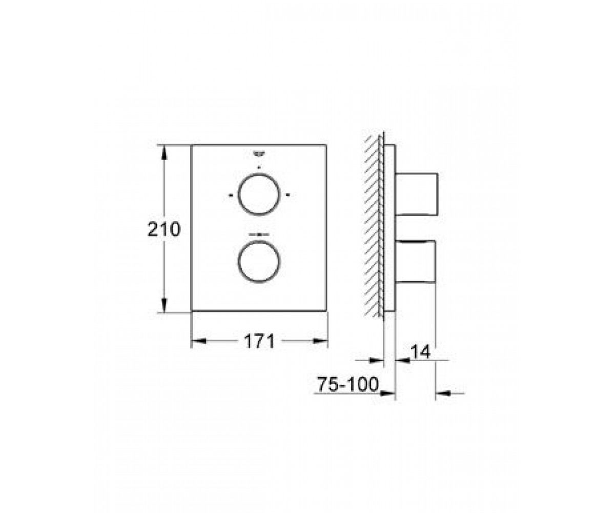 Внешняя часть смесителя  GROHTHERM 27618000:Чертеж 