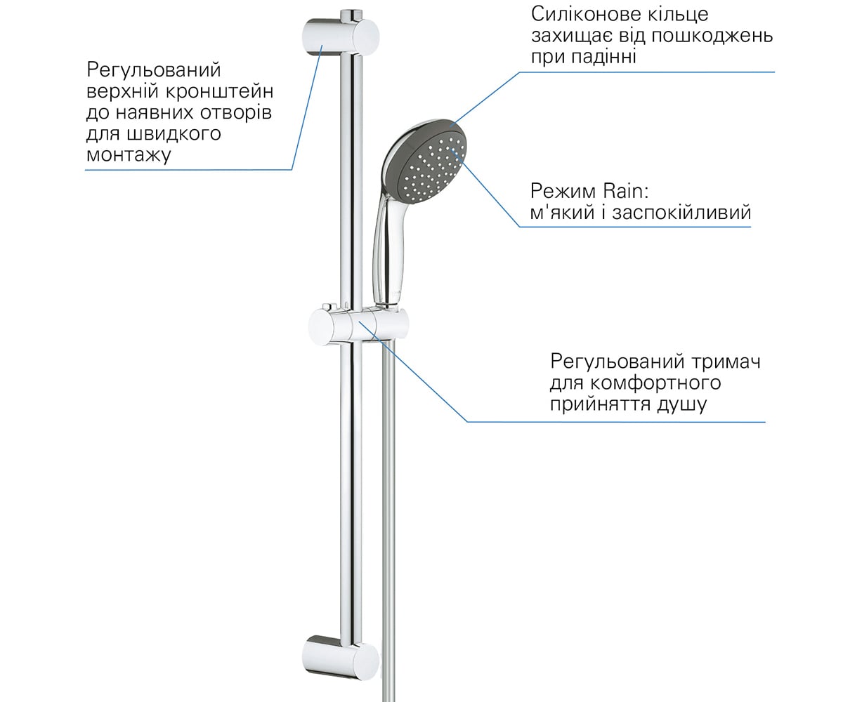Душевой гарнитур на 1 режим  VITALIO START QUICKFIX 27942000:Фото 2