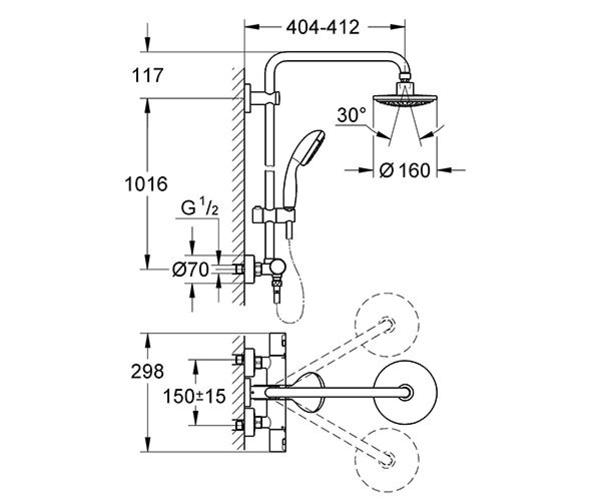 Душевая система  VITALIO START 27960000:Чертеж 