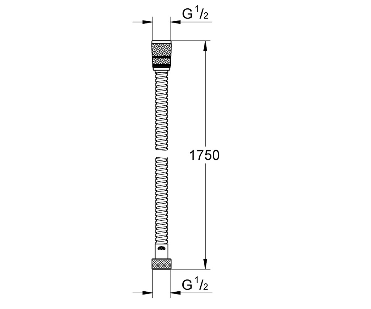 Шланг душевой 1,75 м  ROTAFLEX METAL LONGLIFE 28025DA0:Чертеж 