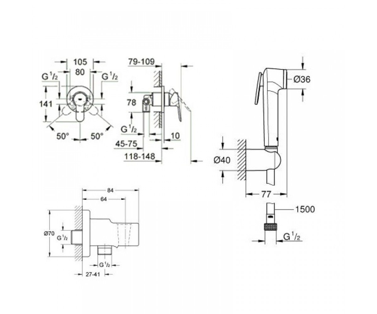 Комплект скрытого монтажа  BAU EDGE 28343003:Чертеж 