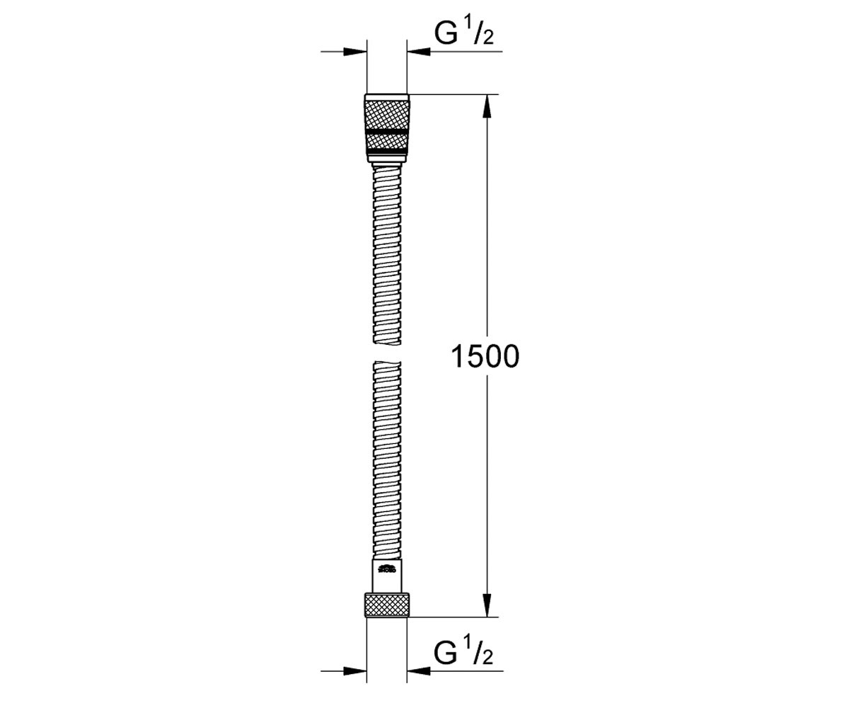 Шланг душевой 1,5 м  ROTAFLEX METAL LONGLIFE 28417000:Чертеж 
