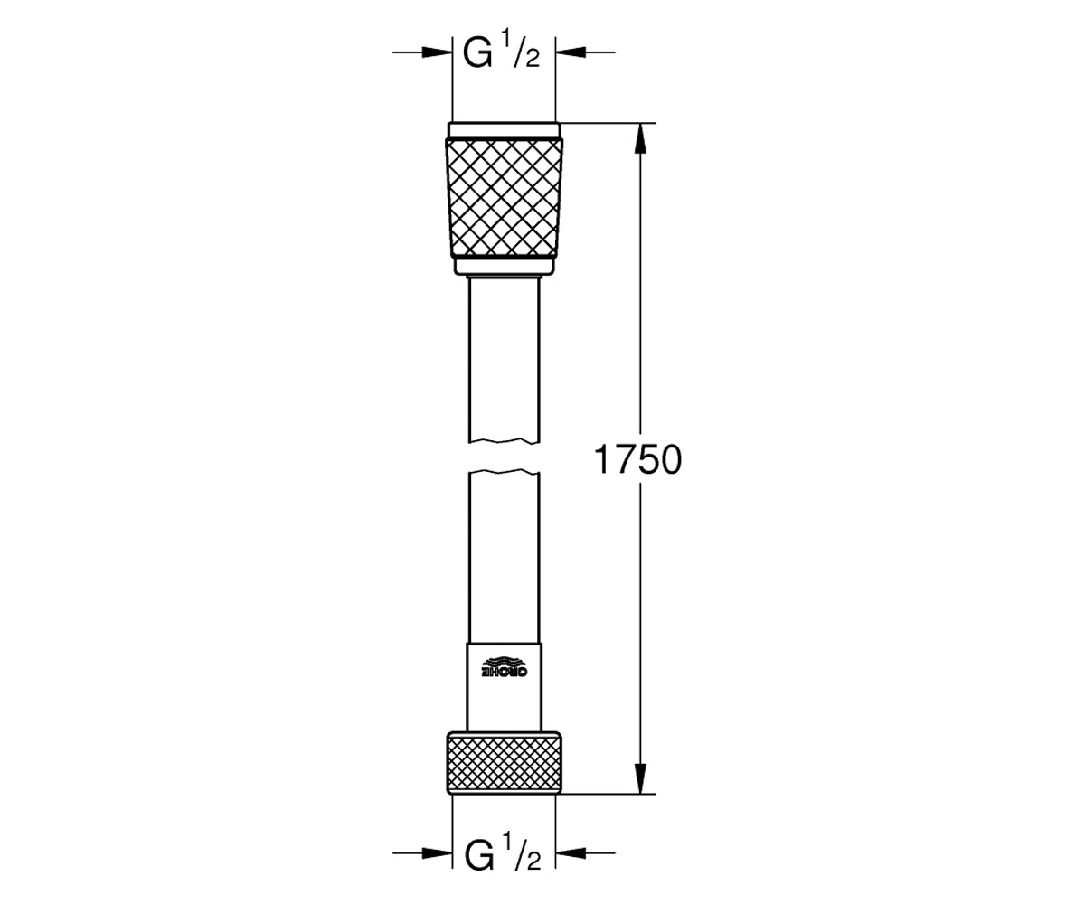 Шланг душевой 175 см  VITALIO FLEX TREND 28742001:Чертеж 