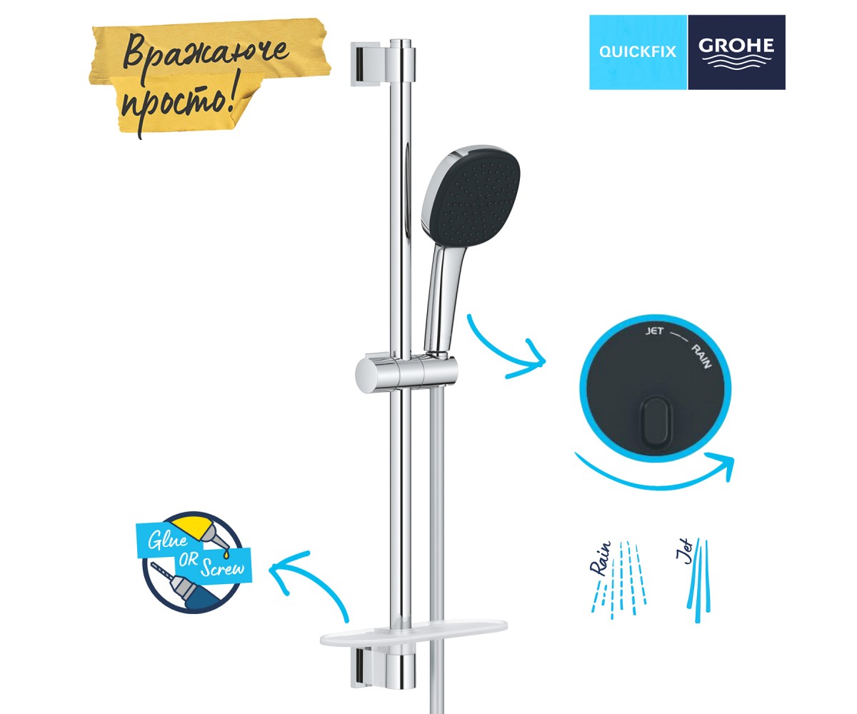 Душова система Grohe Bauloop з гарнітуром Vitalio Comfort 110 і підключенням Vitalio 2908026929  2908026929:Фото 4