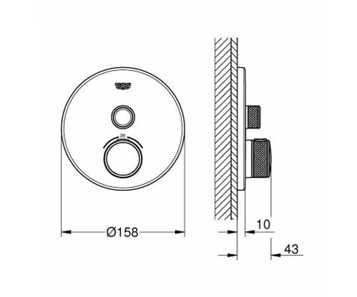 Термостатический смеситель  GROHTHERM SMARTCONTROL 29118GN0:Чертеж 