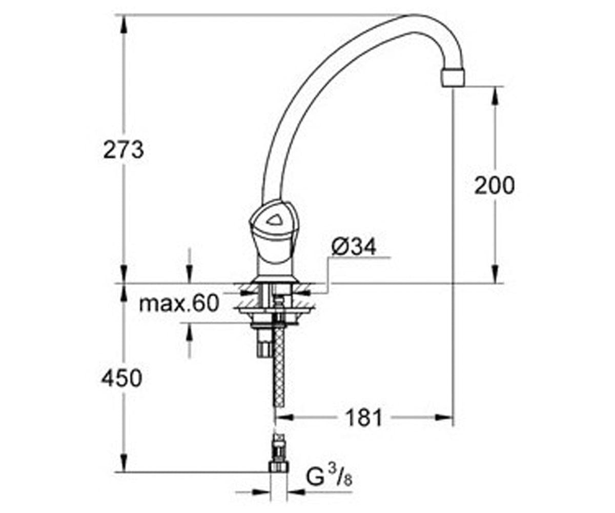 Cмеситель для мойки  COSTA TREND 31072000:Чертеж 