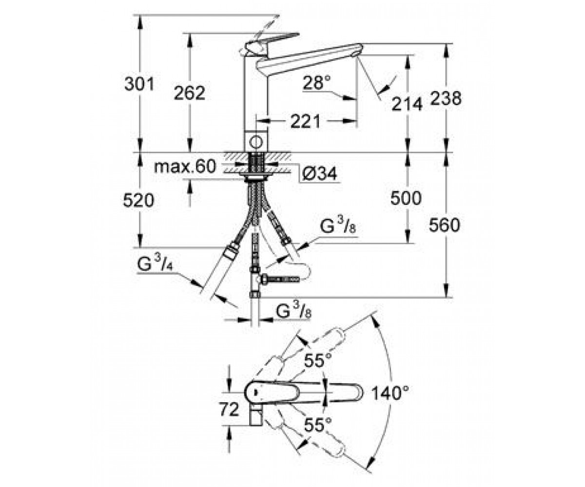 Смеситель для мойки  EURODISC COSMOPOLITAN 31237002:Чертеж 